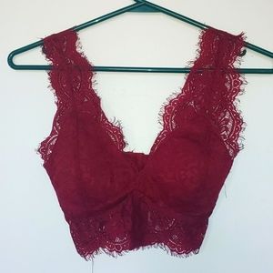 Maroon lace bralette top